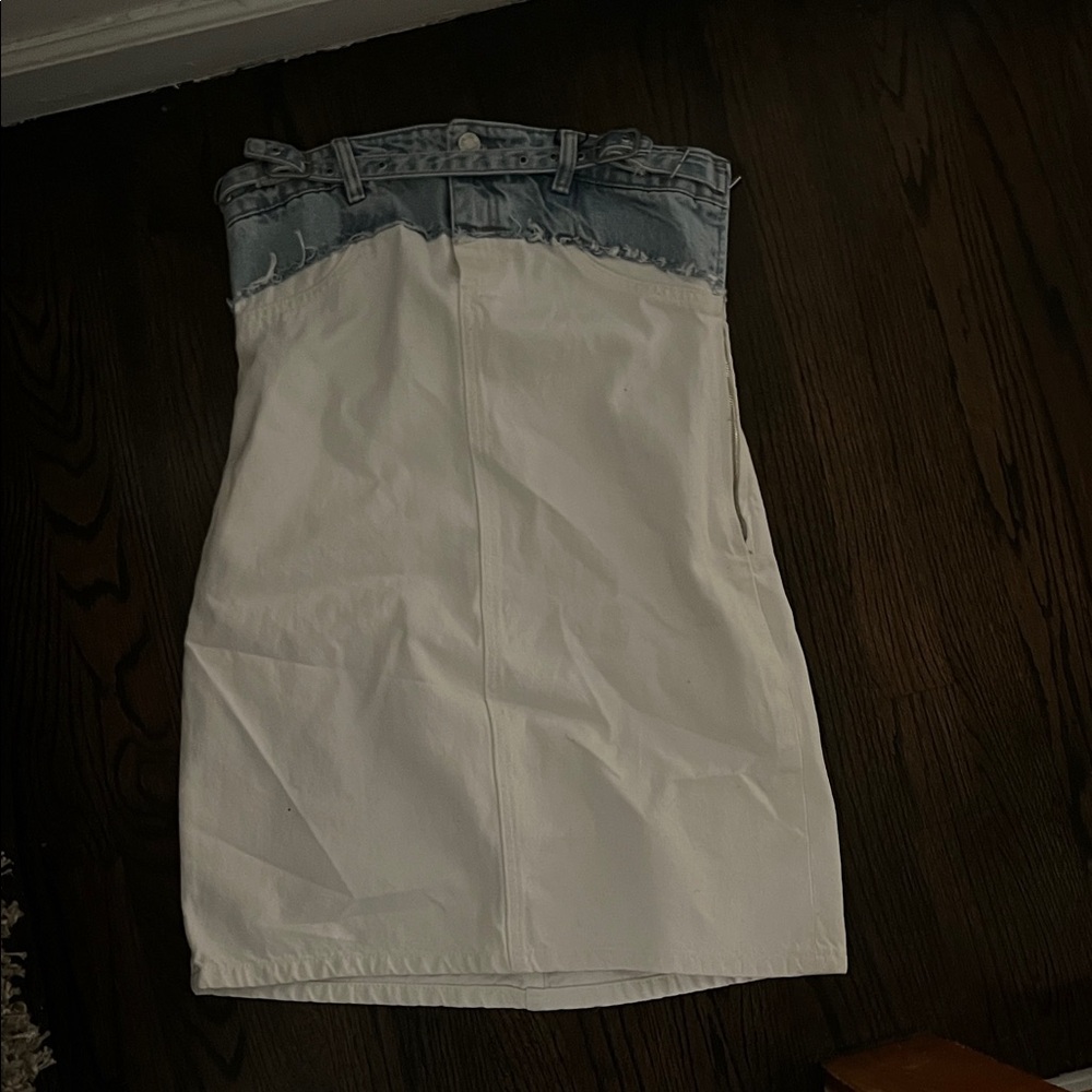 White and Blue Denim Skirt
